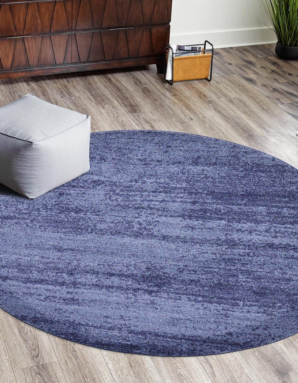 Unique Loom Del Mar Collection Area Rug - Lucille (4' 1'' Round, Navy Blue/ Ivory)