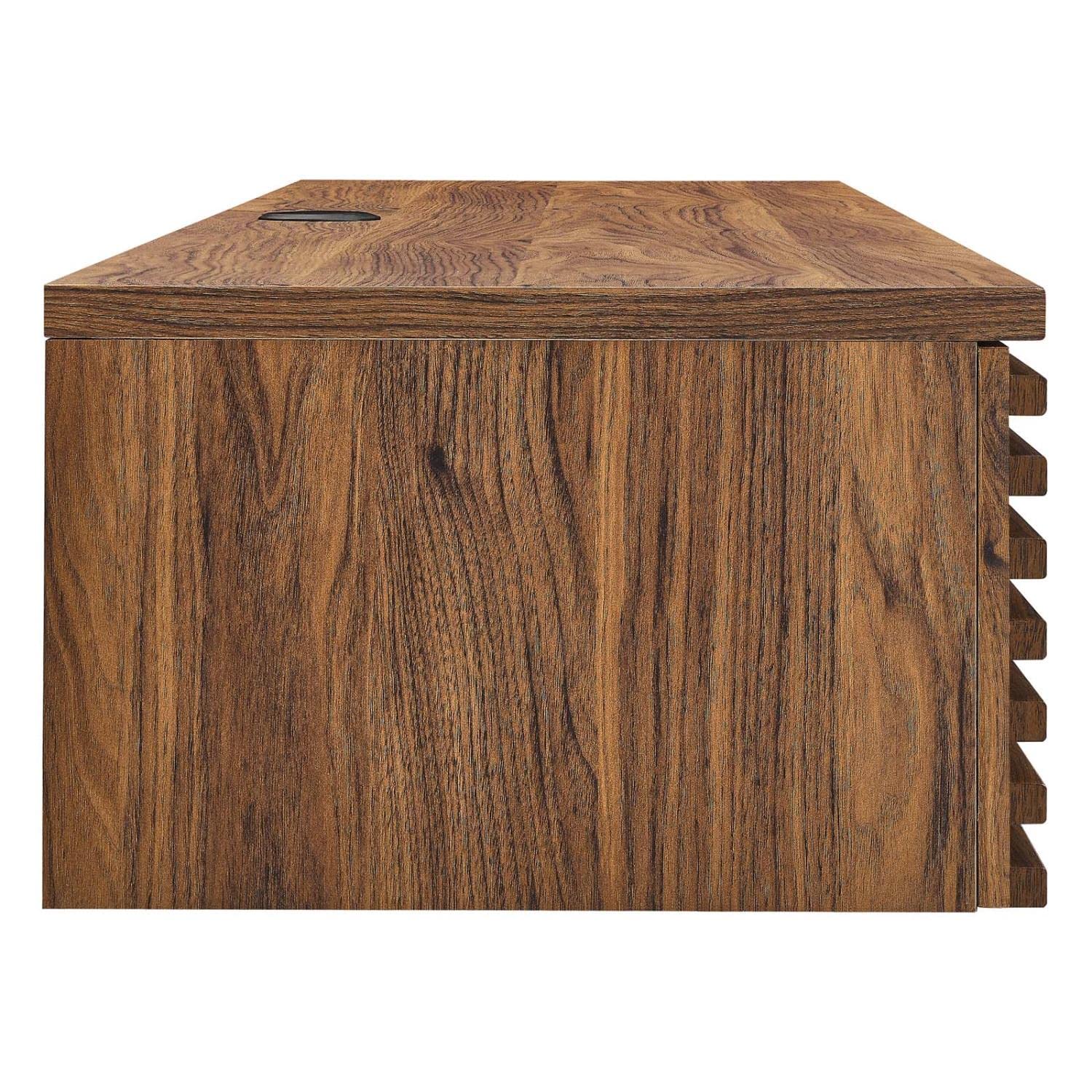 Modway Render Wall Mount Particleboard And Wood Office Desk In Walnut