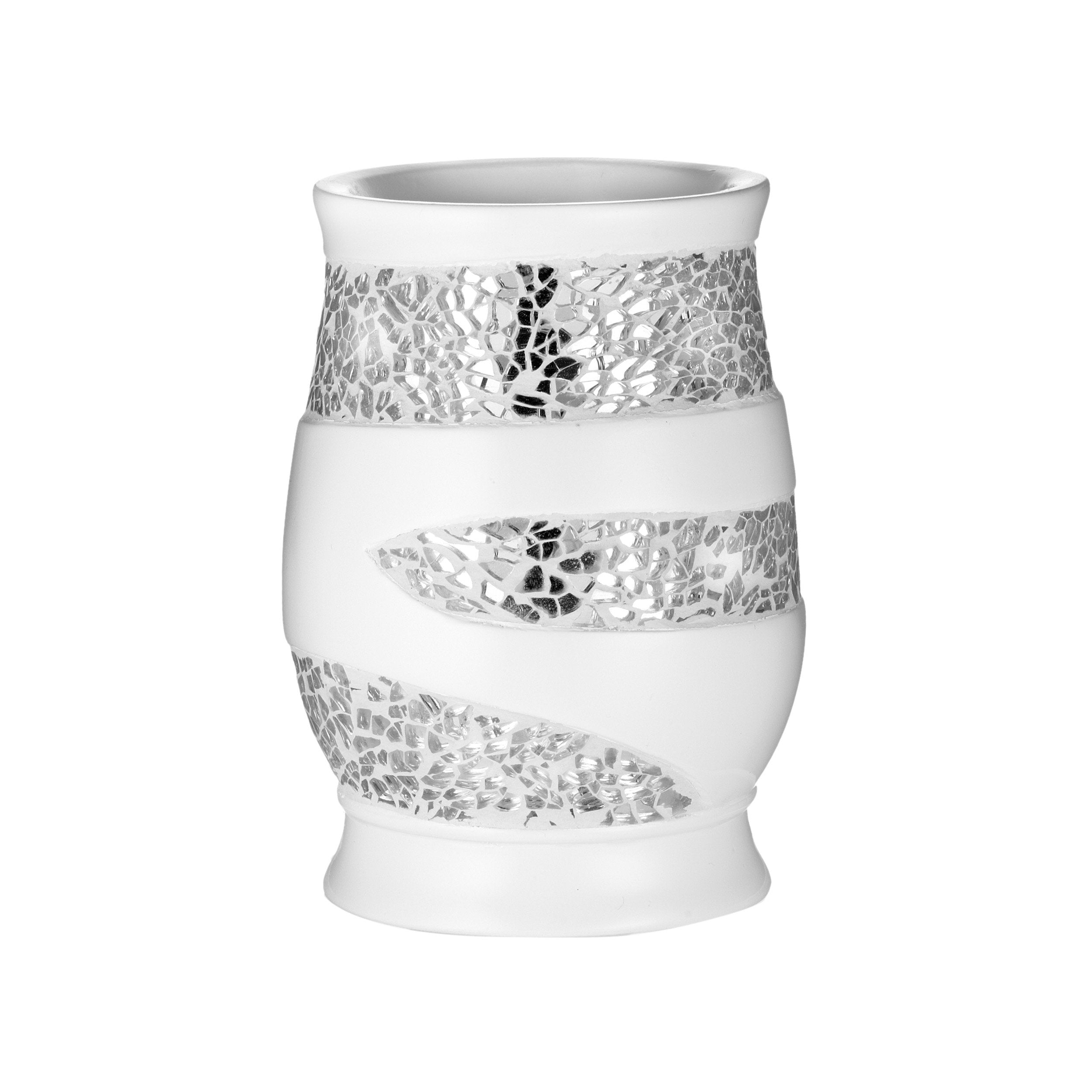 Zahari Home Sinatra Bath Tumbler Toothbrush and Toothpaste Holder Makeup Brushes Organizer, White