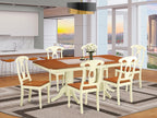 East West Furniture NAKE7-WHI-W Napoleon 7 Piece Modern Set Consist of a Rectangle Wooden Table with Butterfly Leaf and 6 Dining Room Chairs, 40x78 Inch, Buttermilk & Cherry