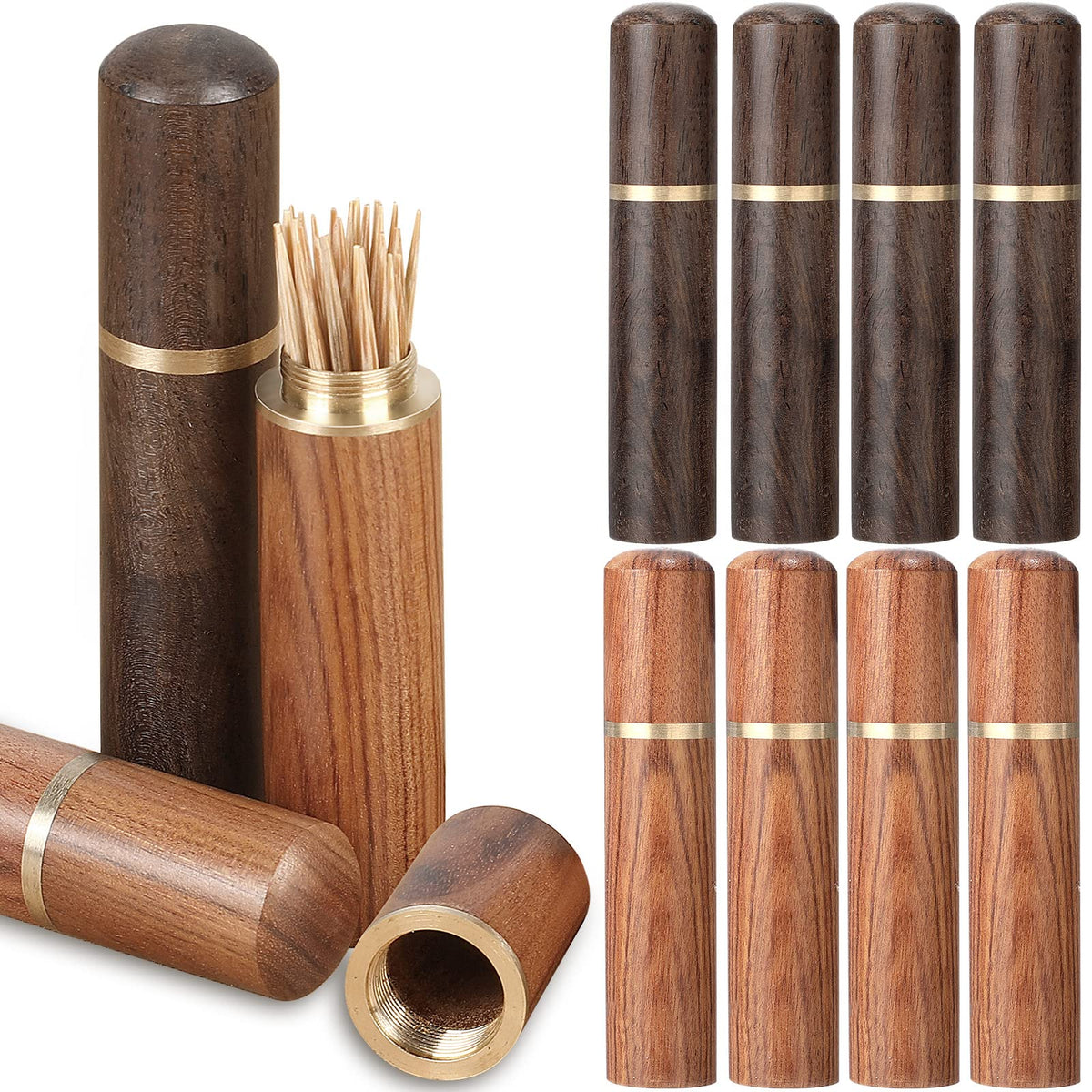 10 Pieces Portable Wood Toothpick Holder Mini Toothpick Box Wooden Tooth Pick Holder Pocket Toothpick Holder Toothpick Carrying 