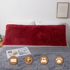 Mego Luxury Fluffy Body Pillow Cover, 20X54 Shaggy Faux Fur Body Pillow Case, Red Soft Plush Fuzzy Body Pillowcase, Decorative F