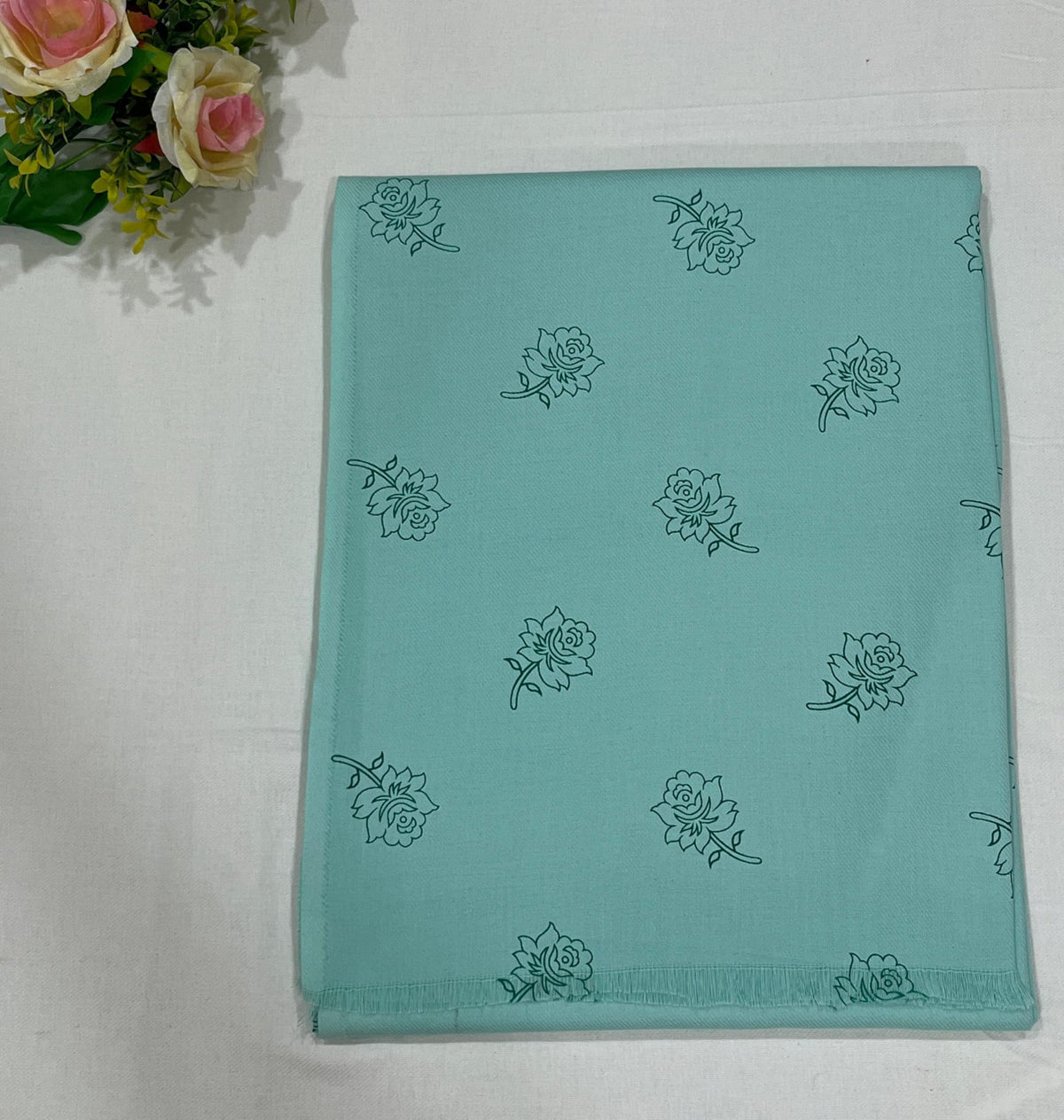HOLYKRAFT 100% Cotton Top Sheet Single Bed Rose Printed Handloom Chaddar Pista Green Soft Lightweight Summer AC Blanket Khes Doh