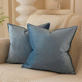 Juspurbet Light Blue Decorative Velvet Throw Pillow Covers 22X22 Inch Set Of 2,Broadside Soft Cushion Case With Invisible Zipper