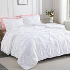 Andency White California King Comforter Set (104X96Inch), 3 Pieces Cute Pinch Pleat Cal King Bedding Comforters & Sets, Oversize