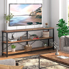 Tribesigns 71' Sofa Tables Extra Long Couch Table, Narrow Long Console Table, Entryway Table,Sofa Table With 3 Tiers Storage Shelves (Rustic Brown)