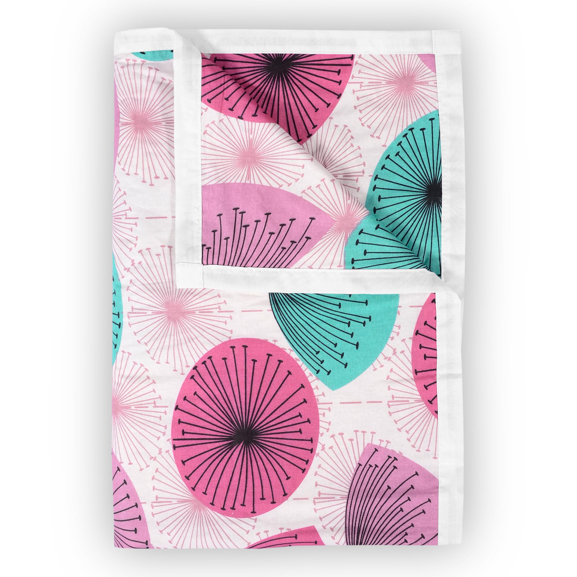 Divine Casa Glace Cotton 120 Gsm Reversible Lightweight Printed Double Bed Ac Dohar Winter Blanket Quilt  Pink And Turquoise| T
