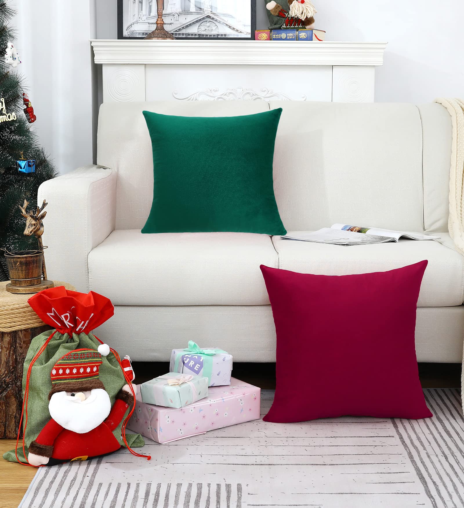 Jeneoo Set Of 2 Comfy Accent Soft Velvet Throw Pillow Covers For Sofa Couch, Invisible Zipper Decorative Solid Square Cushion Ca