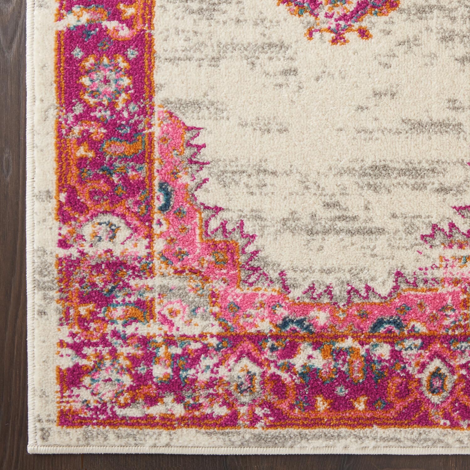 Nourison Passion Ivory/Fushia 10' X 14' Area-Rug, Boho, Traditional, Easy-Cleaning, Non Shedding, Bed Room, Living Room, Hallway