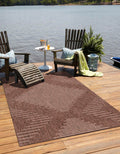 Unique Loom Outdoor Modern Collection Area Rug - Tambor (9' 10' X 13' 1' Rectangle, Brown/ Ivory)