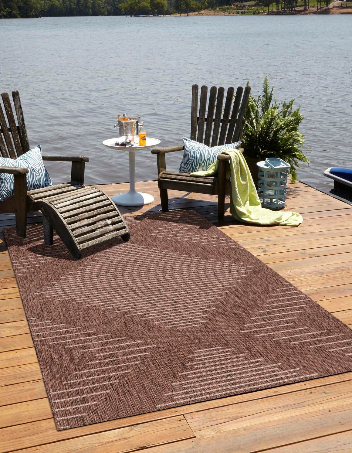 Unique Loom Outdoor Modern Collection Area Rug - Tambor (9' 10' X 13' 1' Rectangle, Brown/ Ivory)
