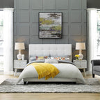 Modway Melanie Tufted Fabric Upholstered Full Platform Bed In White