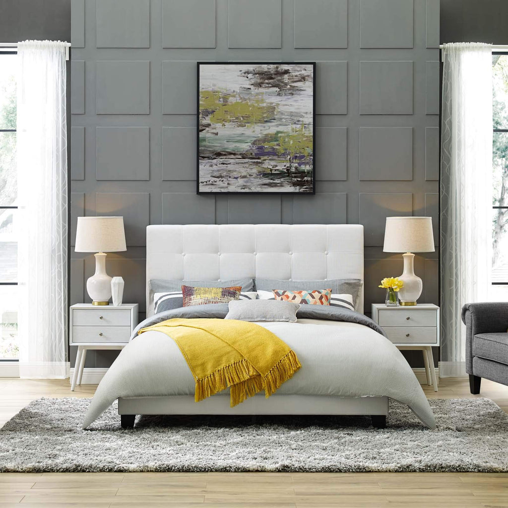 Modway Melanie Tufted Fabric Upholstered King Platform Bed In White