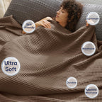 Phf Ultra Soft Waffle Weave Blanket Twin Size 66'X 90'- Washed Lightweight Breathable Cozy Woven Blanket For Bed - Aesthetic Decor For Couch Bedding Sofa Home Car - Cocoa Brown