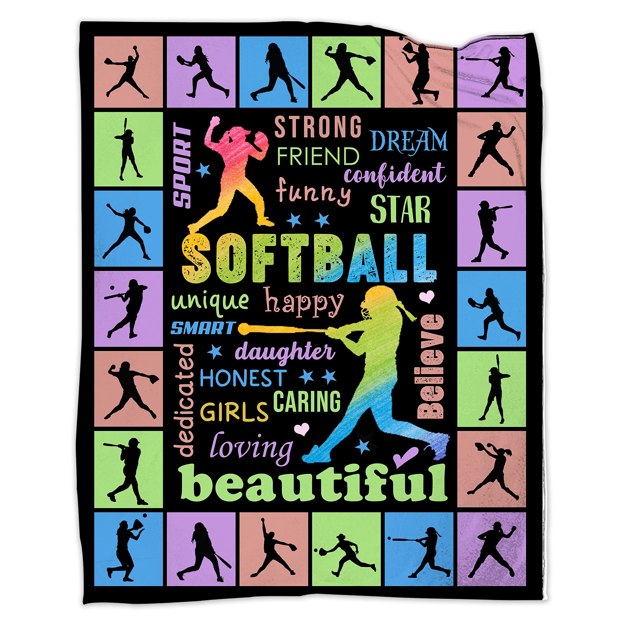 Softball Gifts For Girls, Softball Blanket 60'X80', Girls Softball Gifts, Birthday Softball Gifts For Teen Girls Blanket Soft