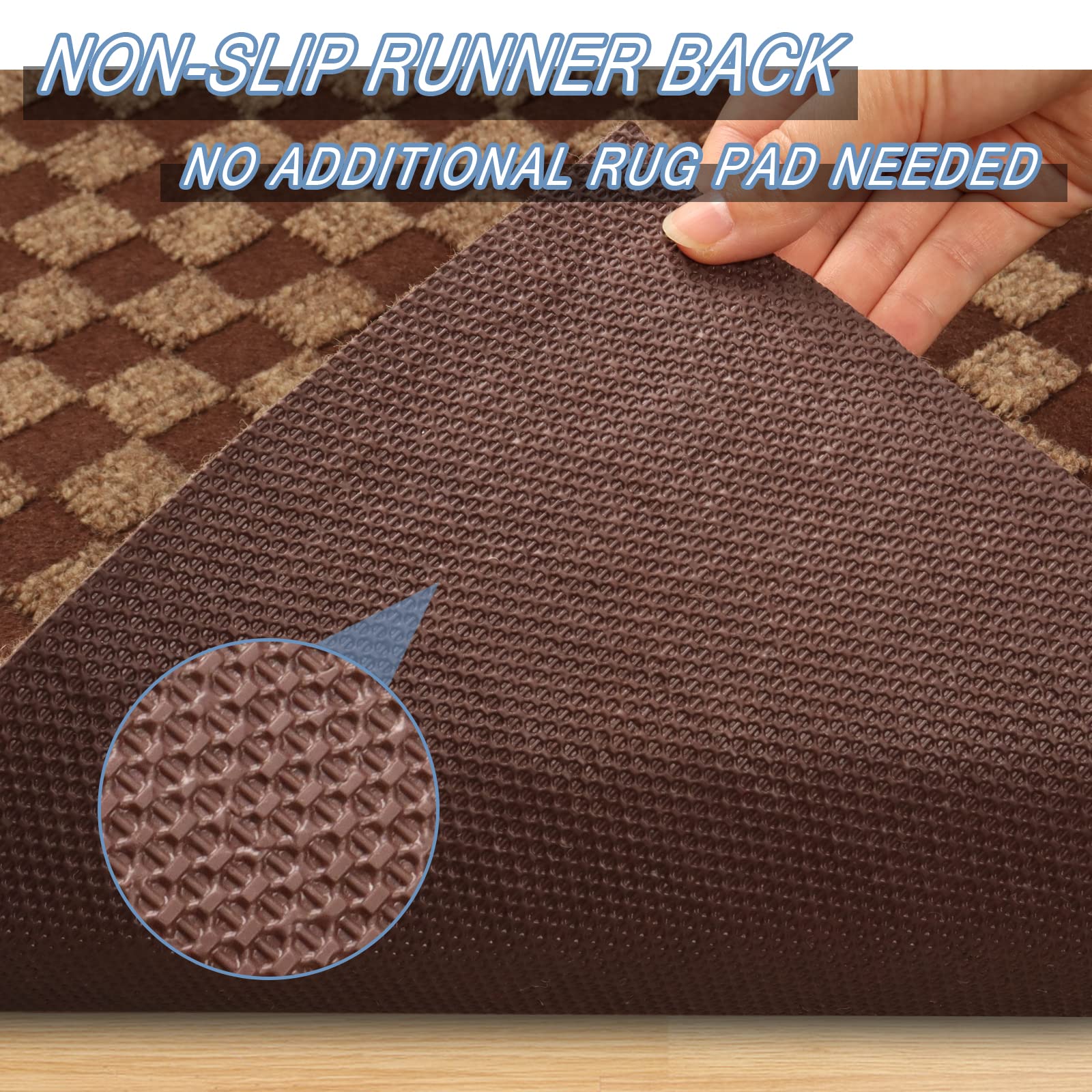 Freadem Runner Rugs 2' X 5' Indoor Outdoor Carpet Runner, Area Rugs With Anti-Slip Rubber Backing For Aisle Hallway Balcony Gara