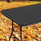 Spotjoy Rectangle Table Cloth, Elastic Fitted Flannel Backed Plastic Table Covers For 8 Foot Folding Tables, Waterproof Vinyl Ta
