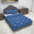 Divine Casa Blue Double Bed Bedspread Set  87X90 Inches  Breathable & Soft With 2 Pillow Covers  Fly Away With Me Theme