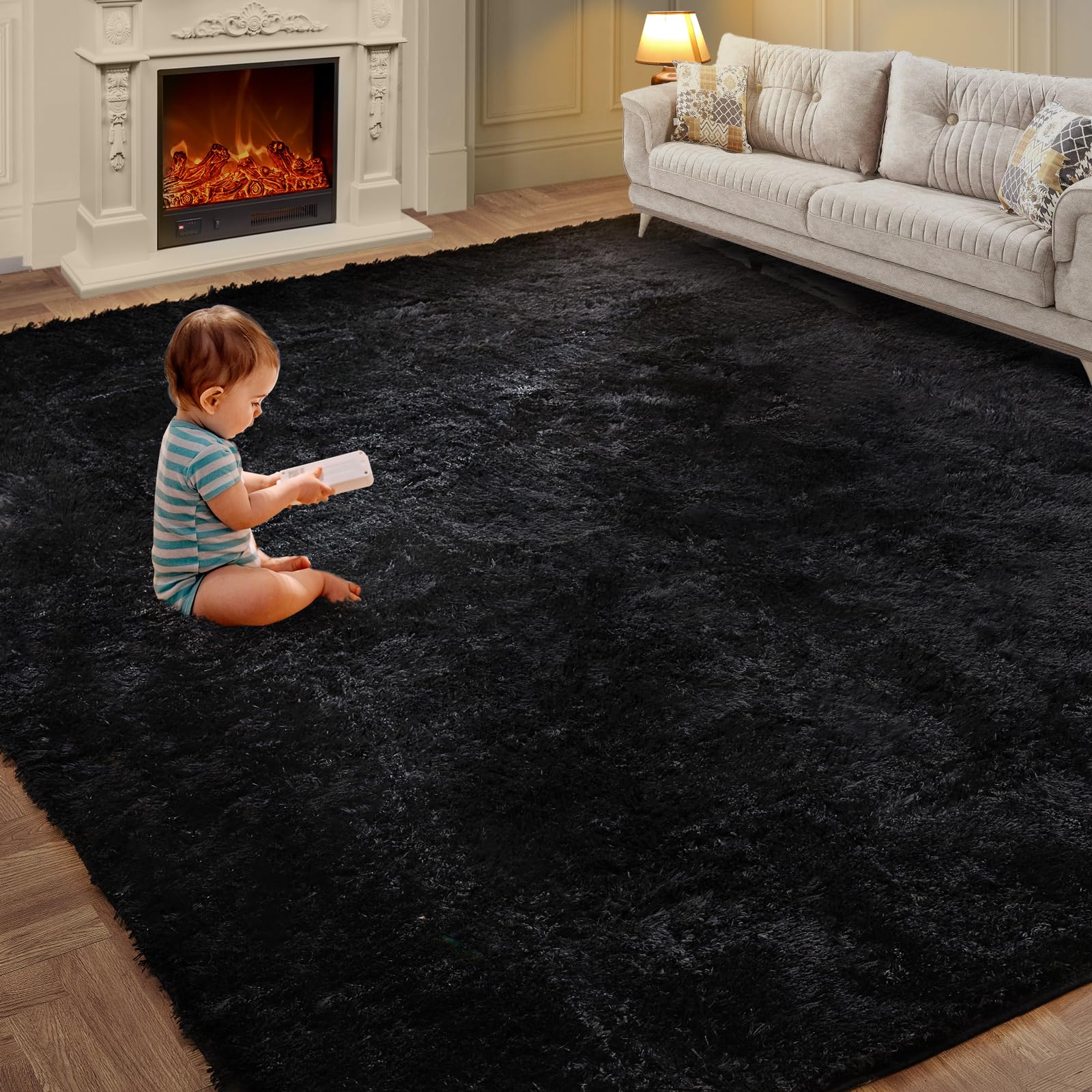8x10 Feet Shag Area Rugs, Large Shag Fluffy Bedroom Carpet, Soft Rugs for Nursery, Furry Rugs for Girls Boys Kids Room, Extra La