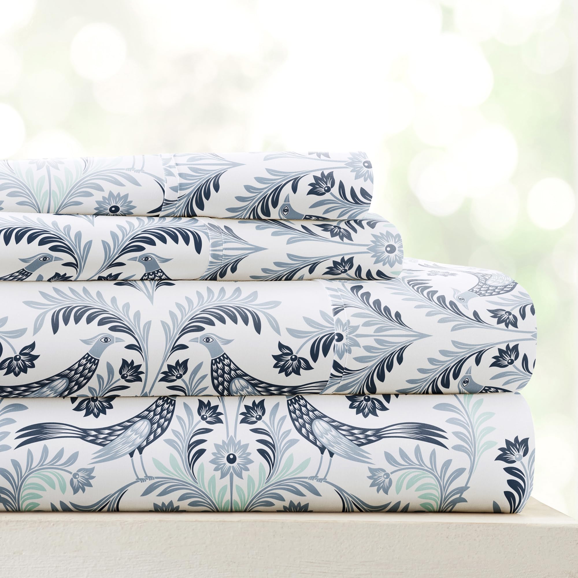 Linen Market Premium Ultra Soft Garden Estate Pattern 4 Piece Sheet Set, King, Navy, Garden Estate Navy (Ieh-4Pc-Gds-King-Navy)