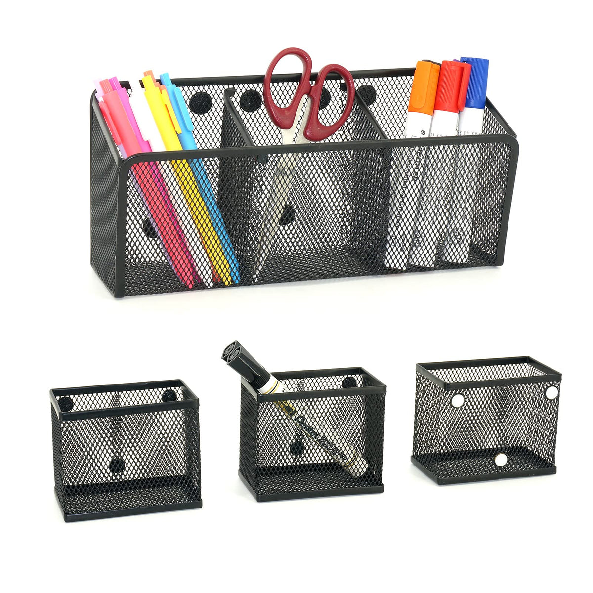 Neudeco Magnetic Pencil Holder, Locker Shelf Organizer, Metal Storage Basket For Whiteboard, Refrigerator, Ideal Cabinet For Sch