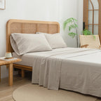 Bestouch Sheet Set 100% Washed Cotton Linen Feel Super Soft Comfortable Chic Lightweight 3 Pcs Home Bedding Set Solid Linen Grey