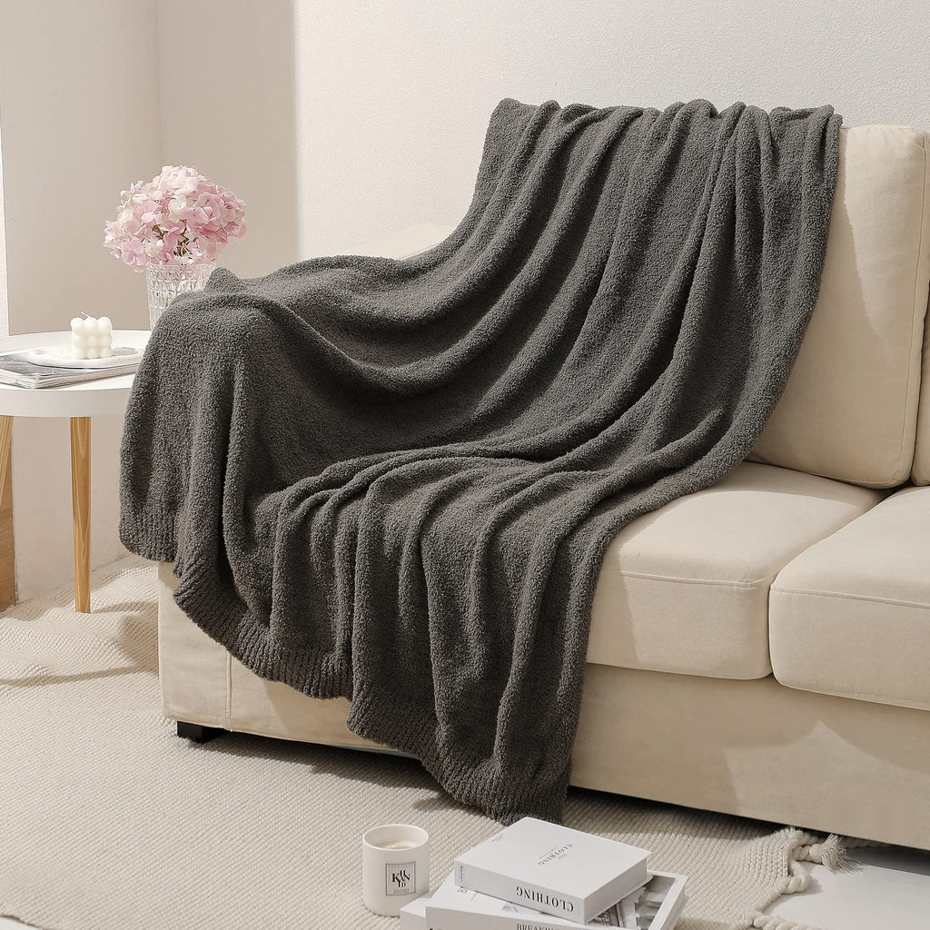 Bearberry Super Soft Fluffy Throw Blanket Lightweight Cozy Warm Bed Blankets For Couch Bed Sofa All Season (Dark Grey, 60   X80