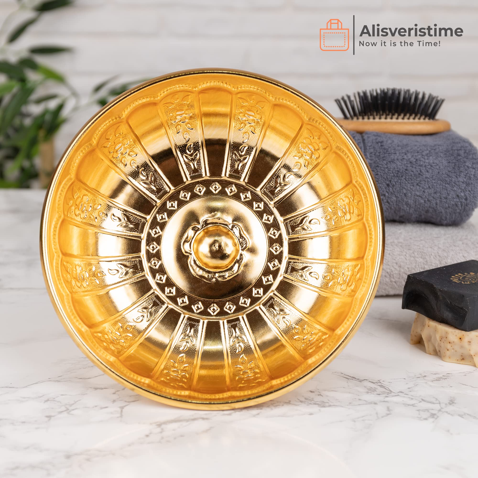 Alisveristime 1.06 Qt Turkish Hammam Bath Bowl, Traditional Metal Construction, Diameter 7.87', Height 2.36' - Multiple Colors