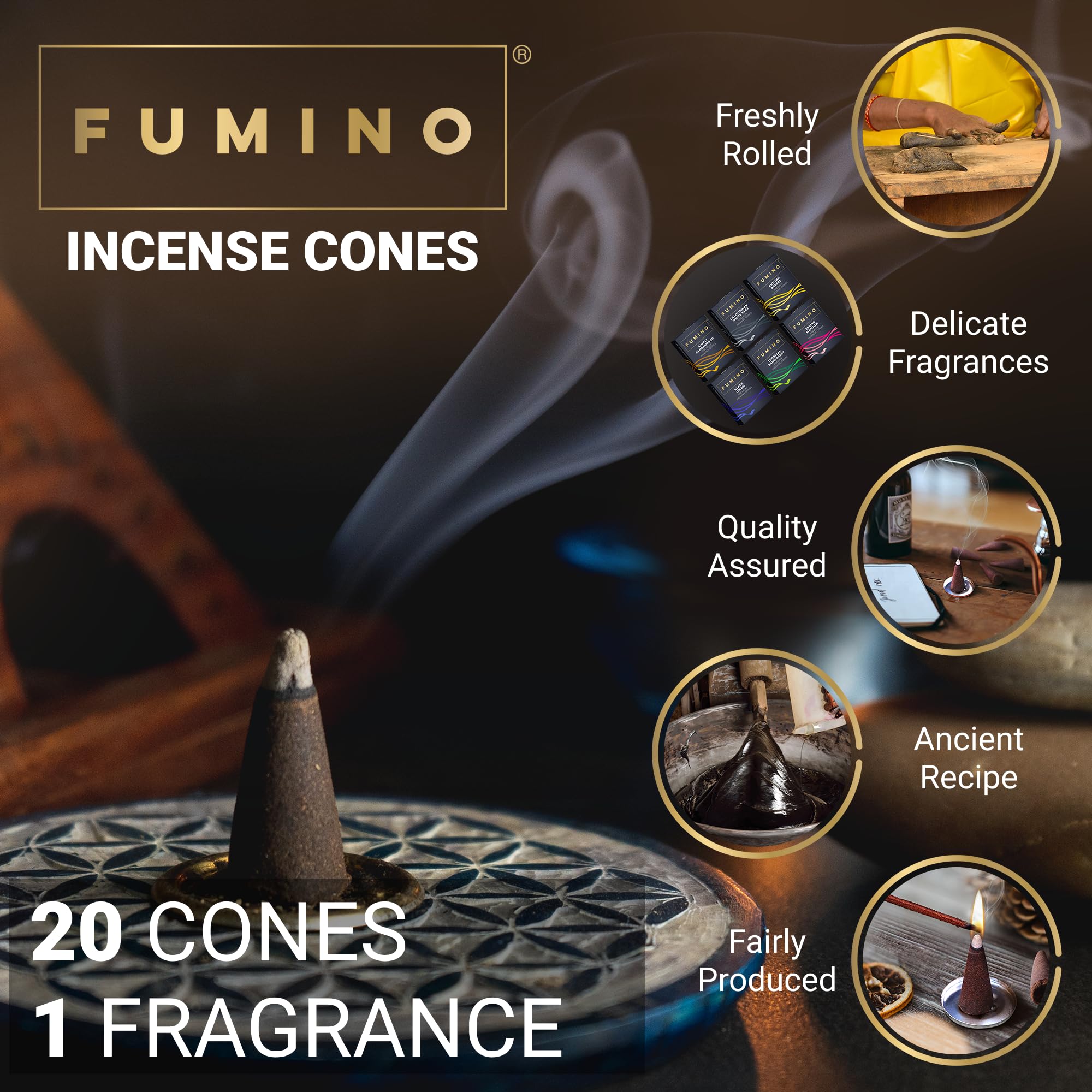 Fumino Spring Meadow Fresh Incense Cones 20 Per Box Masala Agarbatti Joss Scent Fragrance For Relaxation And Meditation, Home An