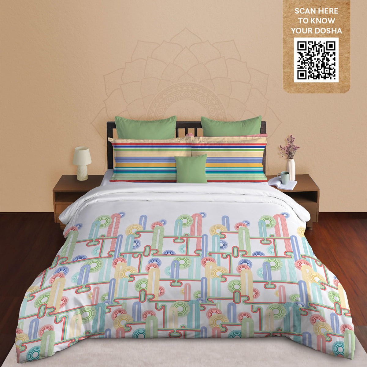 MYTRIDENT Classic Prakriti King Size Bedsheet Set, 210 TC, 100% Cotton  Urja