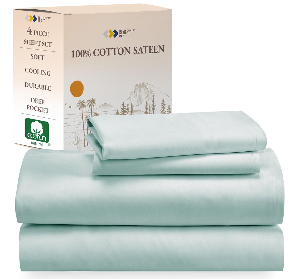 California Design Den Soft 100% Cotton Sheets King Size Bed Sheets Set With Deep Pockets, Seafoam Sheets, King Sheets Set With S