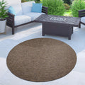 Solid Outdoor Rug For Patio Or Balcony Weatherproof In Mottled Brown, Size: 3'11' Round
