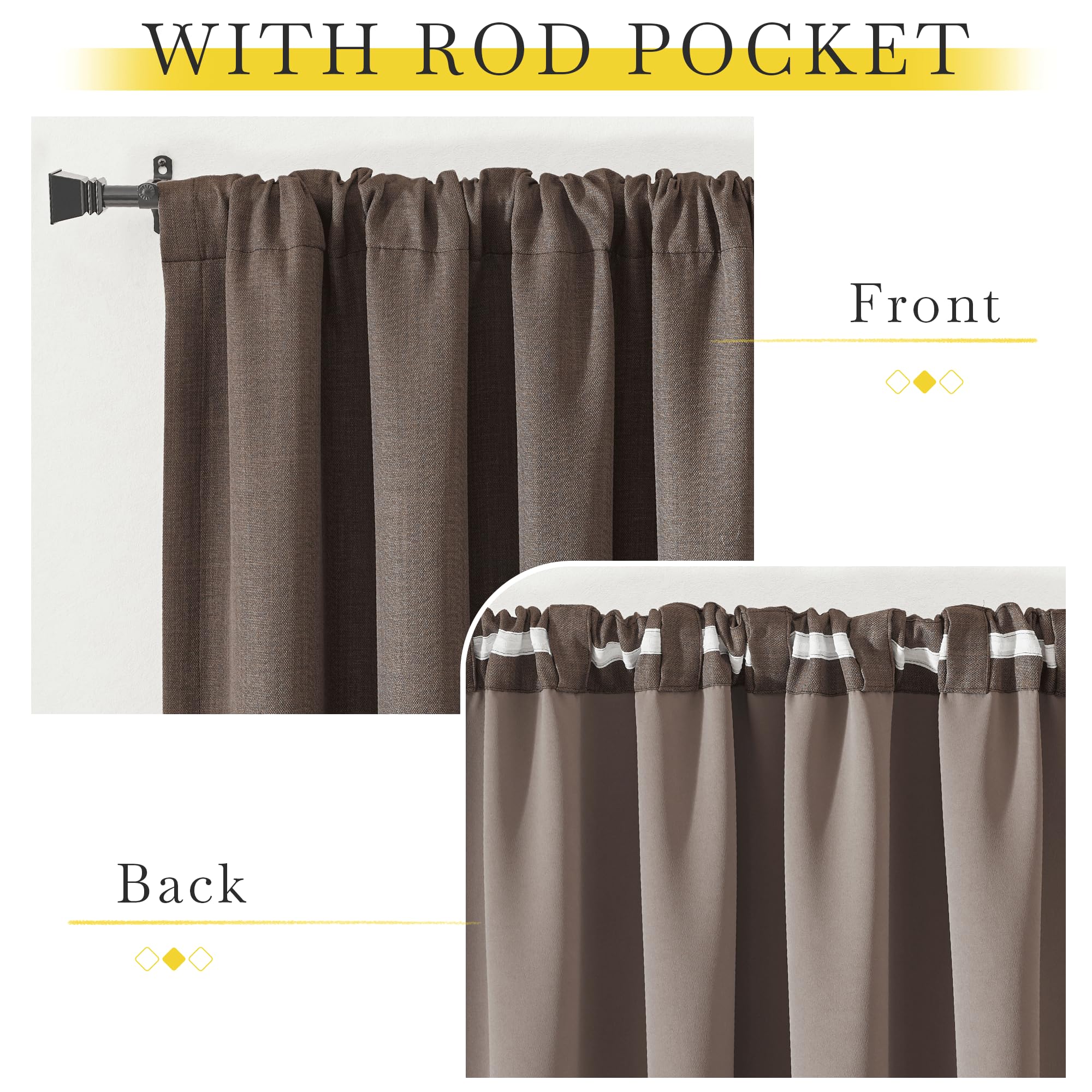 Nicetown Room Darkening Linen Curtains For Living Room, Pinch Pleated Faux Linen Blend Thermal Insulated Sound Proof Window Drap