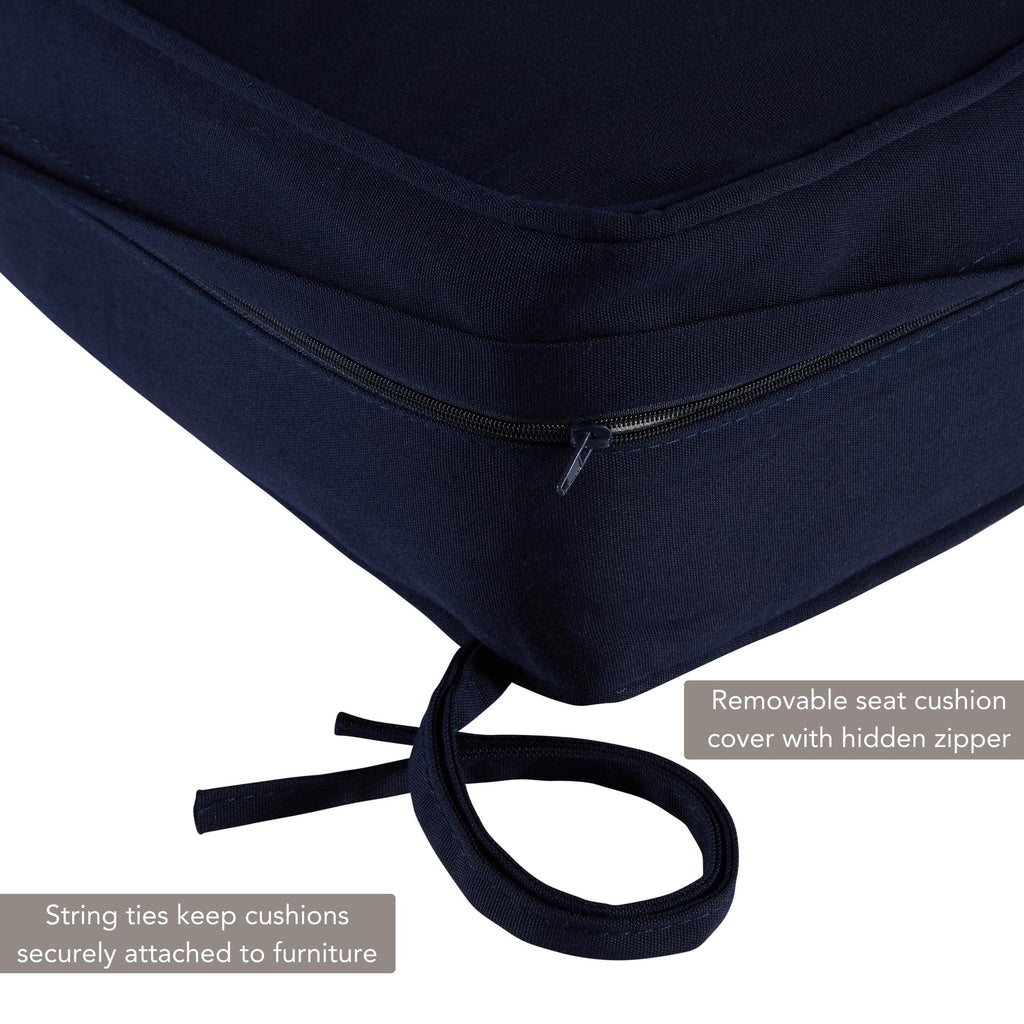 Greendale Home Fashions Outdoor Sunbrella Fabric Deep Seat Cushion, 2 Piece Set, Navy