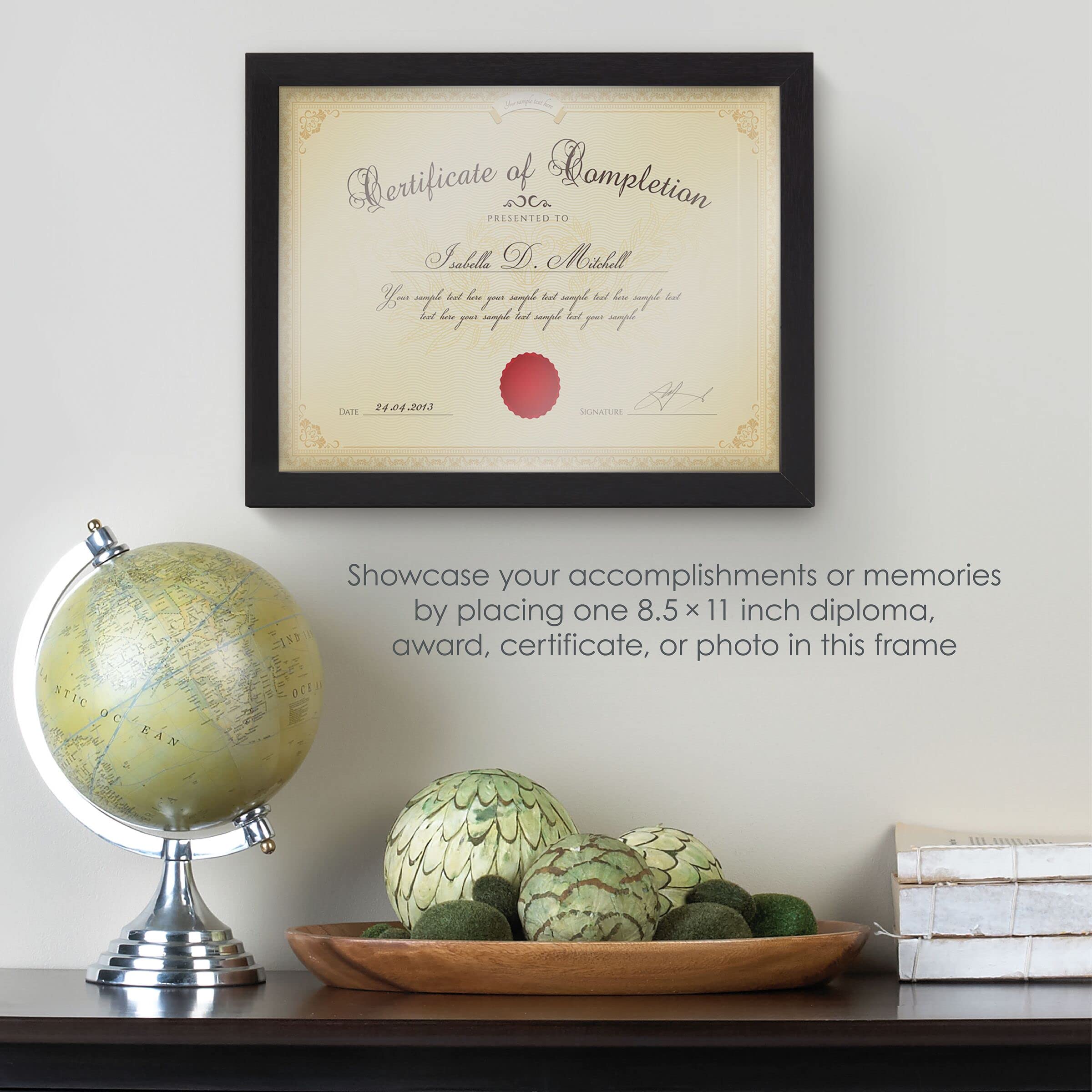Melannco 12X9.4 Inch Black Wood Certificate Frame- Displays One 8.5X11 Inch Document
