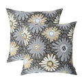 Romandeco Jacquard Floral Decorative Throw Pillow Covers For Couch Set Of 2, 24X24 Inches, Grey