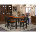 East West Furniture CHEL7-BLK-W Chelsea 7 Piece Counter Height Pub Set Consist of a Square Table with Butterfly Leaf and 6 Dining Room Chairs, 54x54 Inch
