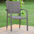 International Caravan Ibiza Resin Wicker/Aluminum Outdoor Dining Chair (Set of 6) Dark Coffee