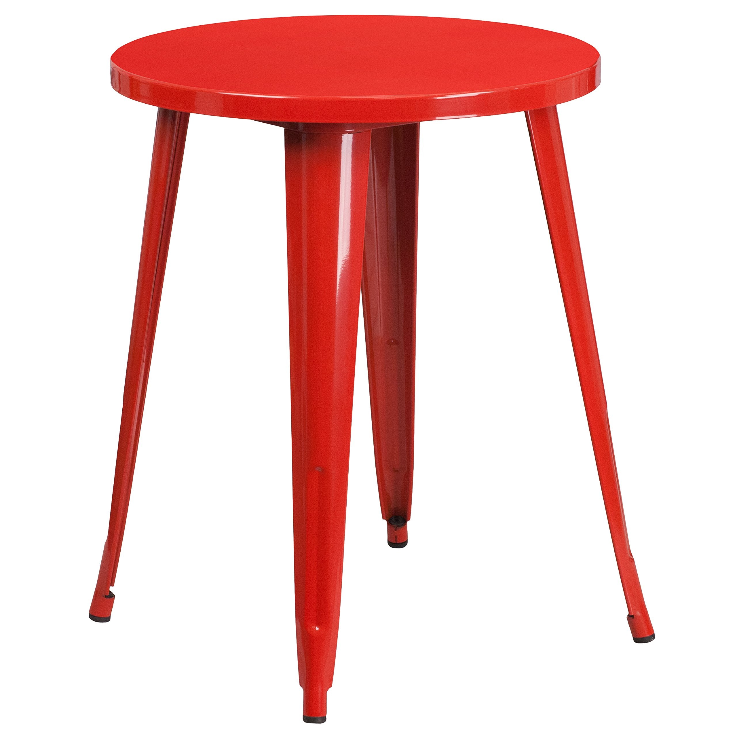 Flash Furniture Webb Commercial Grade 24 Round Red Metal Indoor-Outdoor Table