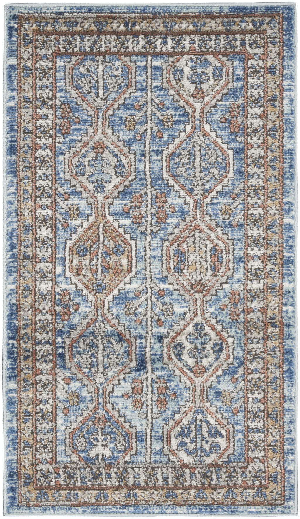 HomeRoots 2 X 4 Blue Southwestern Power Loom Non Skid Area Rug