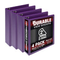 Samsill Durable 2 Inch Binder, Made In The Usa, D Ring Binder, Customizable Clear View Binder, Purple, 4 Pack, Each Holds 475 Pa