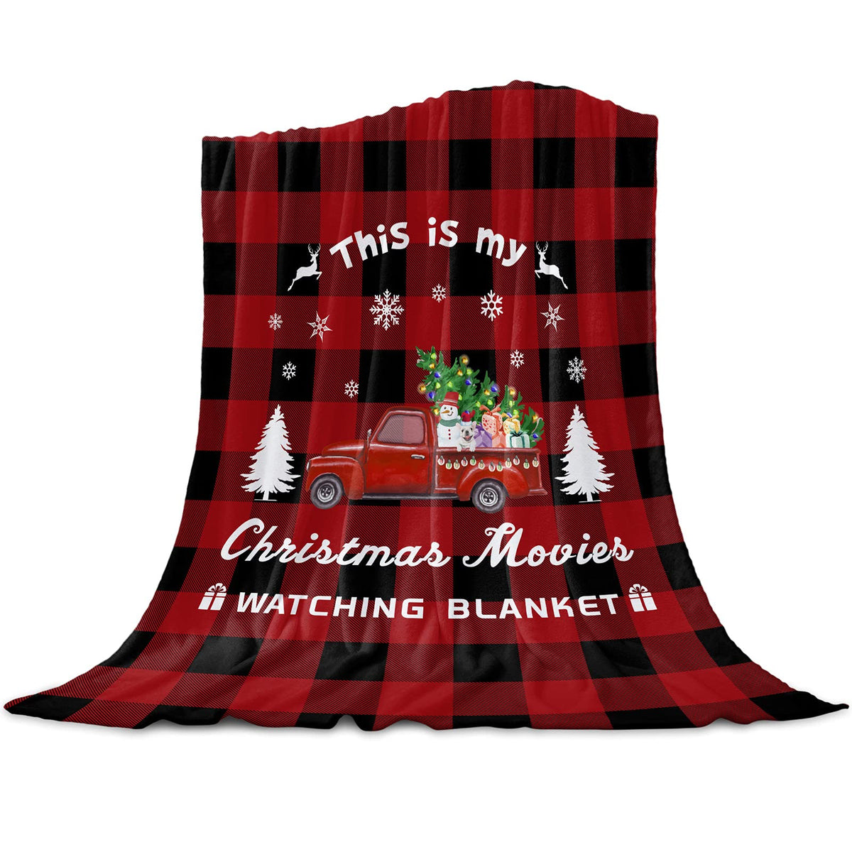 Singingin Christmas Truck Super Soft Flannel Fleece This Is My Christmas Movie Watching Blanket Tree Truck Red Buffalo Check Thr