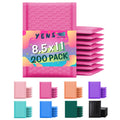 Yens Poly Bubble Mailers 8.5X12 200 Pack Hot Pink Waterproof Self Seal Adhesive Shipping Bags, Cushioning Padded Envelopes For S