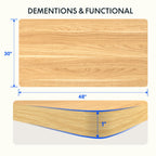 Flexispot Whole Piece 48'X30' Desktop 1' Thickness Height Adjustable Desk Rectangular Tabletop Maple Board (48Inch Maple Top)