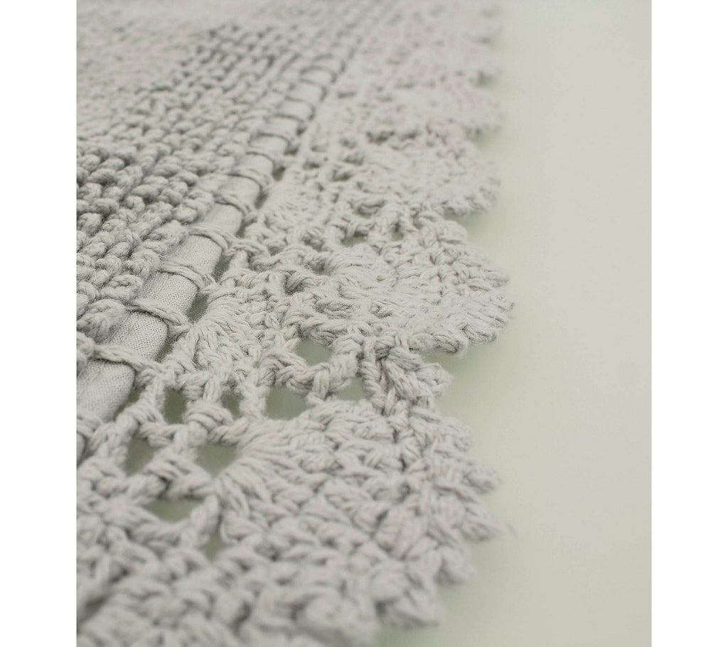 Laura Ashley Crochet Cotton 21X34 Bath Rug, Light Grey