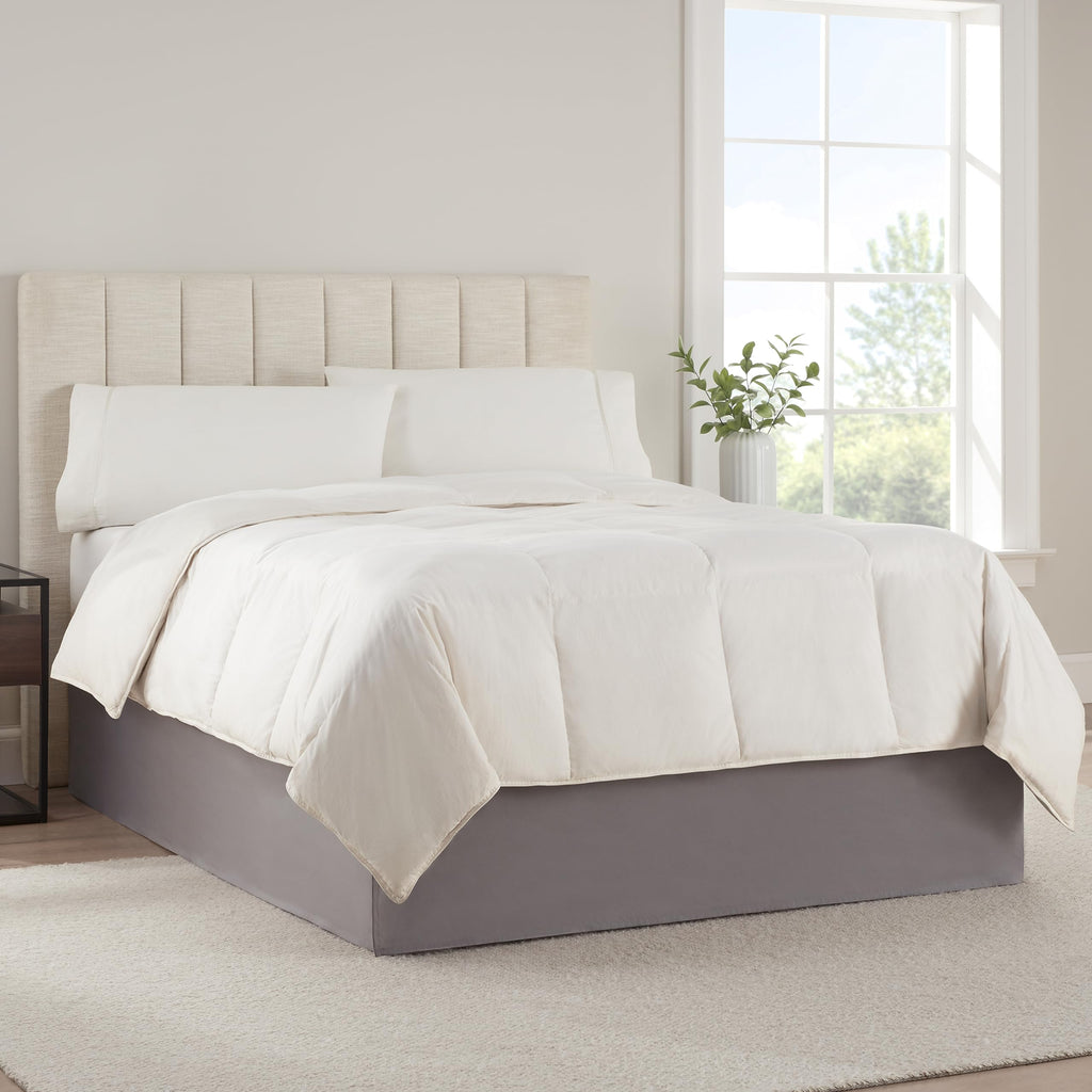 SERTA King Bed Skirt - Modern Dark Grey Dust Ruffle, 13 Inch Drop, Hotel Quality, Machine Washable