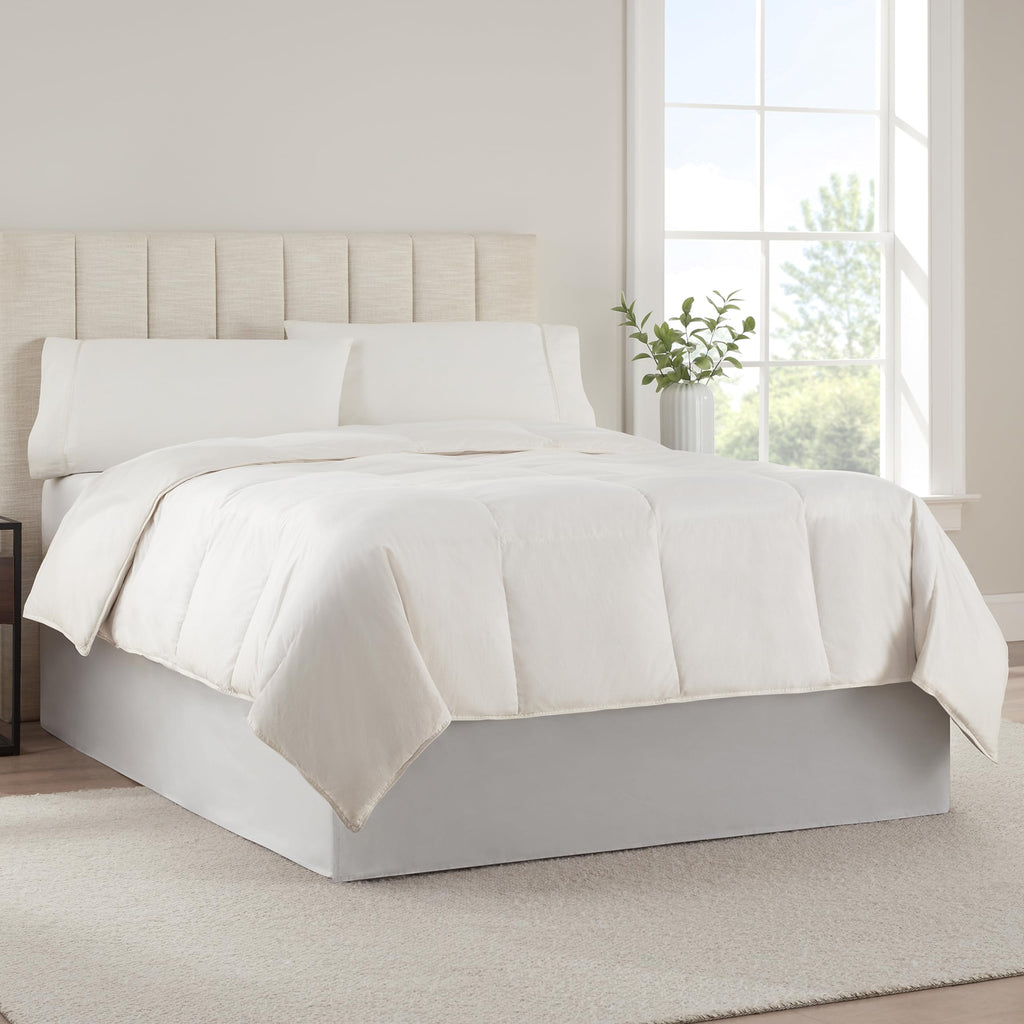Serta Modern Solid Bed Skirt, Hotel Quality Dust Ruffle With 13 Inch Drop, Machine Washable, Twin, Light Grey
