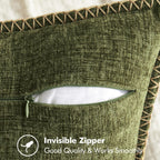 Miulee Pack Of 2 Couch Throw Pillow Covers 20X20 Inch Olive Green Farmhouse Decorative Pillow Covers With Stitched Edge Soft Chenille Solid Dyed Spring Pillow Covers For Sofa Bed Living Room