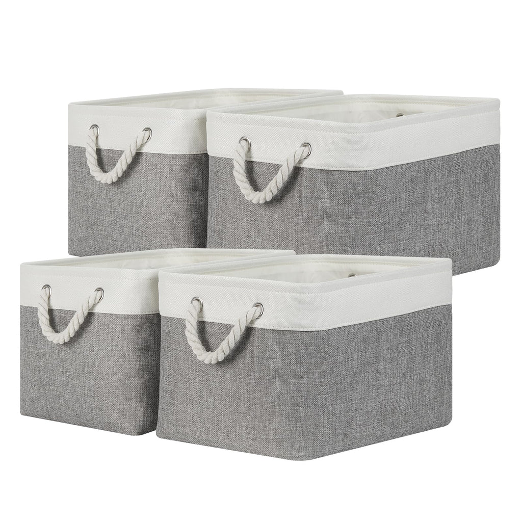Temary Storage Baskets 4Pack Fabric Storage Bins Clothes Baskets with Rope Handle, Decorative Basket for Gift, Baskets for Stora