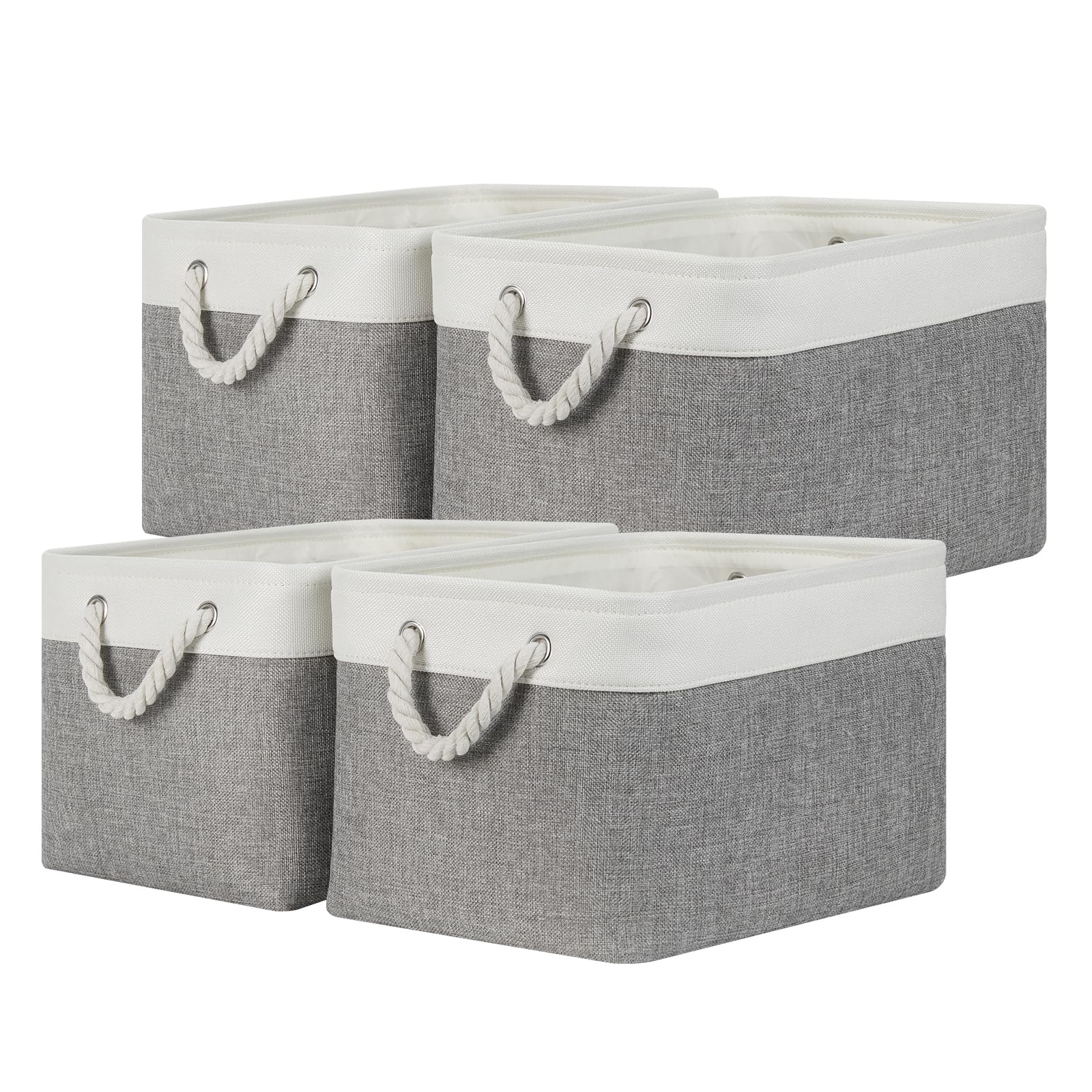 Temary Storage Baskets 4Pack Fabric Storage Bins Clothes Baskets with Rope Handle, Decorative Basket for Gift, Baskets for Stora